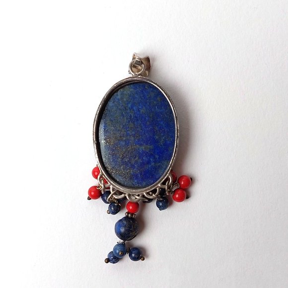 Sterling Silver Lapis Coral Pendant - Picture 3 of 3